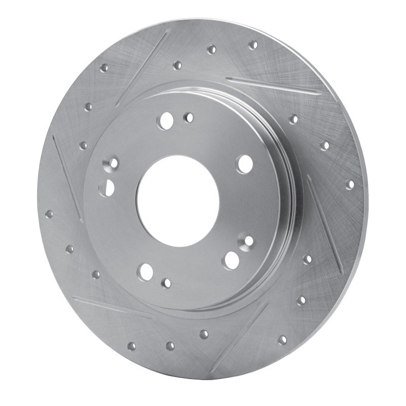 Honda CR-Z Brake Rotor (1) - Rear Left - R1 Concepts - Drilled & Slotted - Silver - `11-`15